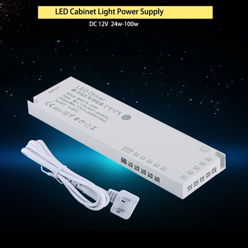 Transformateur de bande lumineuse d'armoire LED, alimentation d'éclairage, Port DuPont, 24W 36W 60W 