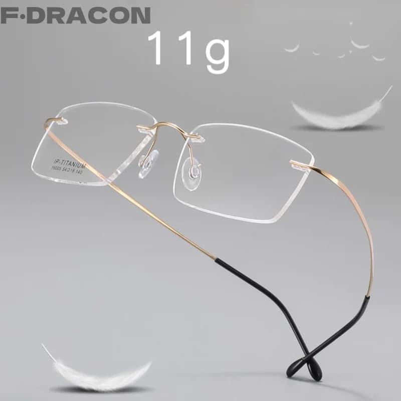 Monture de lunettes sans monture en titane pur ultra-léger pour hommes, affaires carrées, contrevena