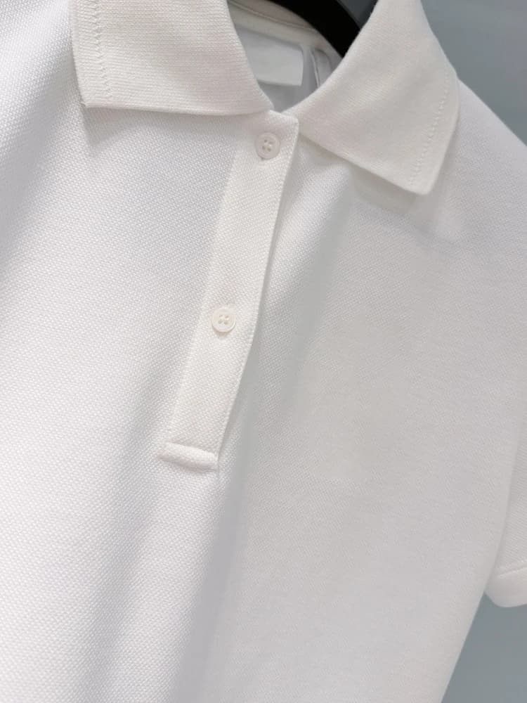 Polo en coton blanc slim décontracté pour femme, col rabattu, manches courtes, couleur unie, collect