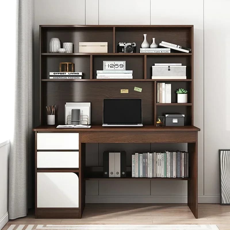 Bureau d'ordinateur tout-en-un, étagère de bureau simple, espace de rangement, bureau d'étude à domi