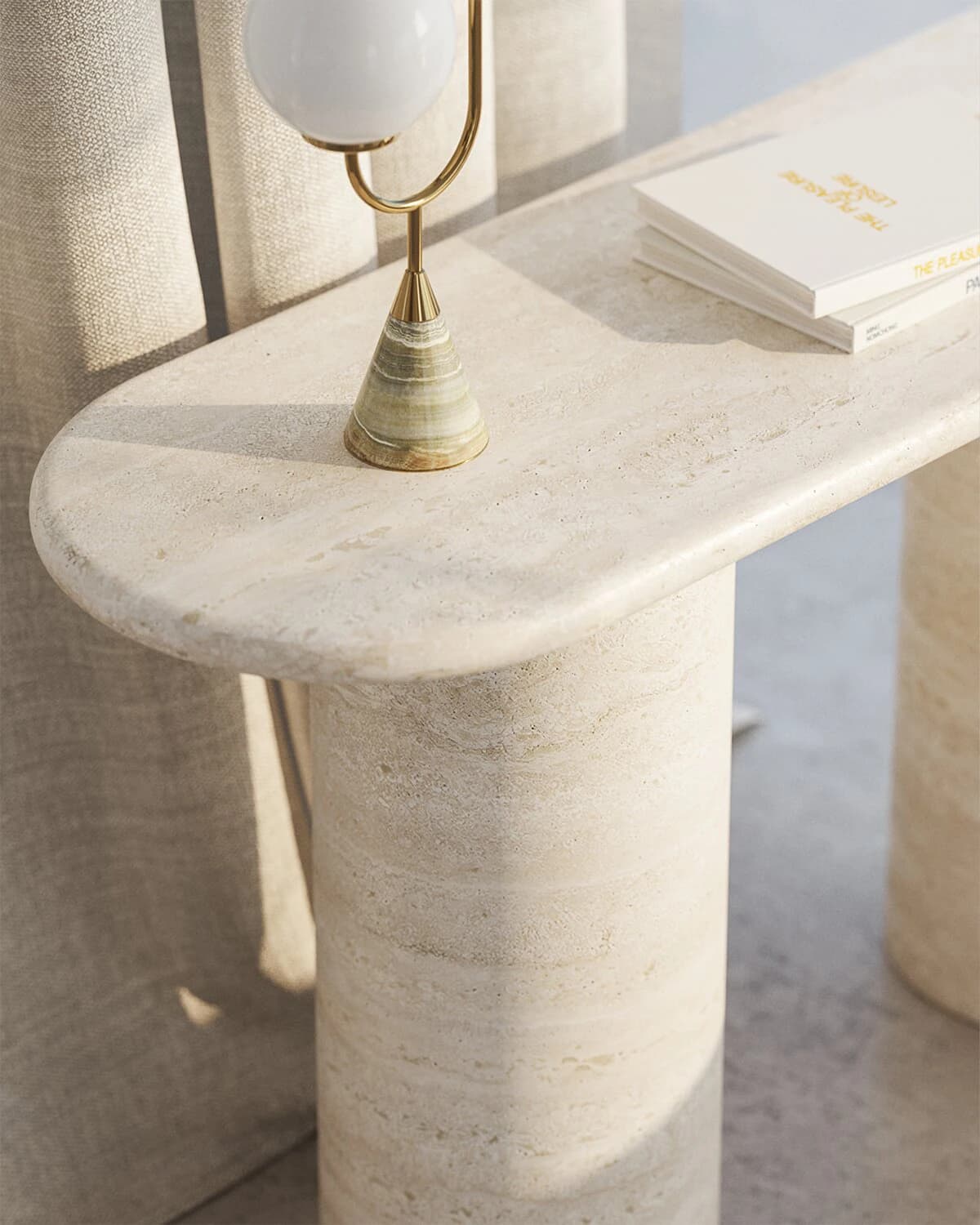Table Console en travertin Beige moderne, meubles de salon en pierre naturelle, Table d'entrée de co