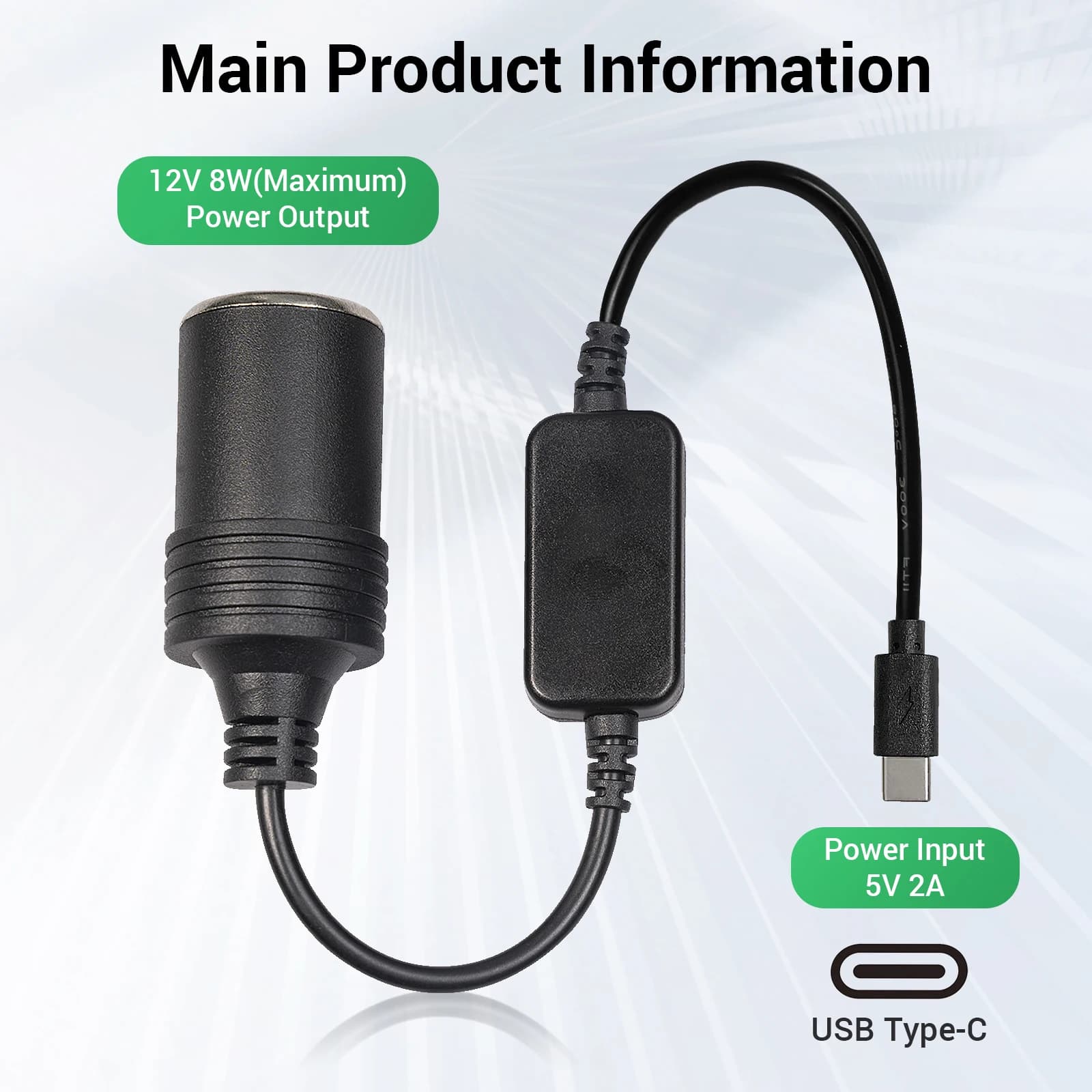 1pc 5V 2A USB à 12V prise allume-cigare USB mâle à femelle adaptateur allume-cigare convertisseur ac