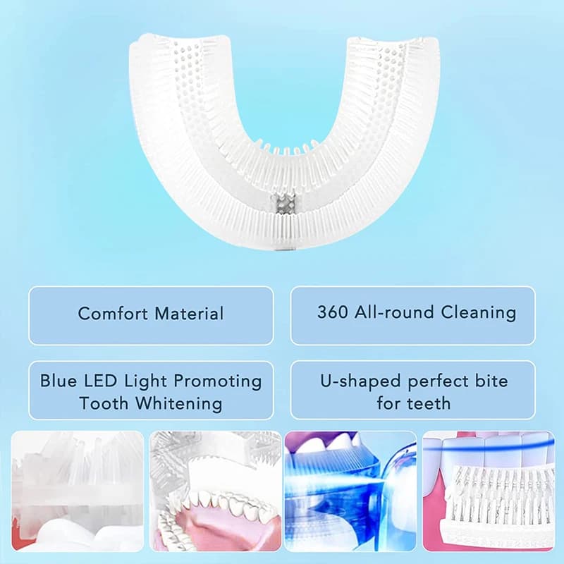 Brosse à dents électrique automatique en Silicone, Type U, 360 degrés, blanchiment des enfants, bros