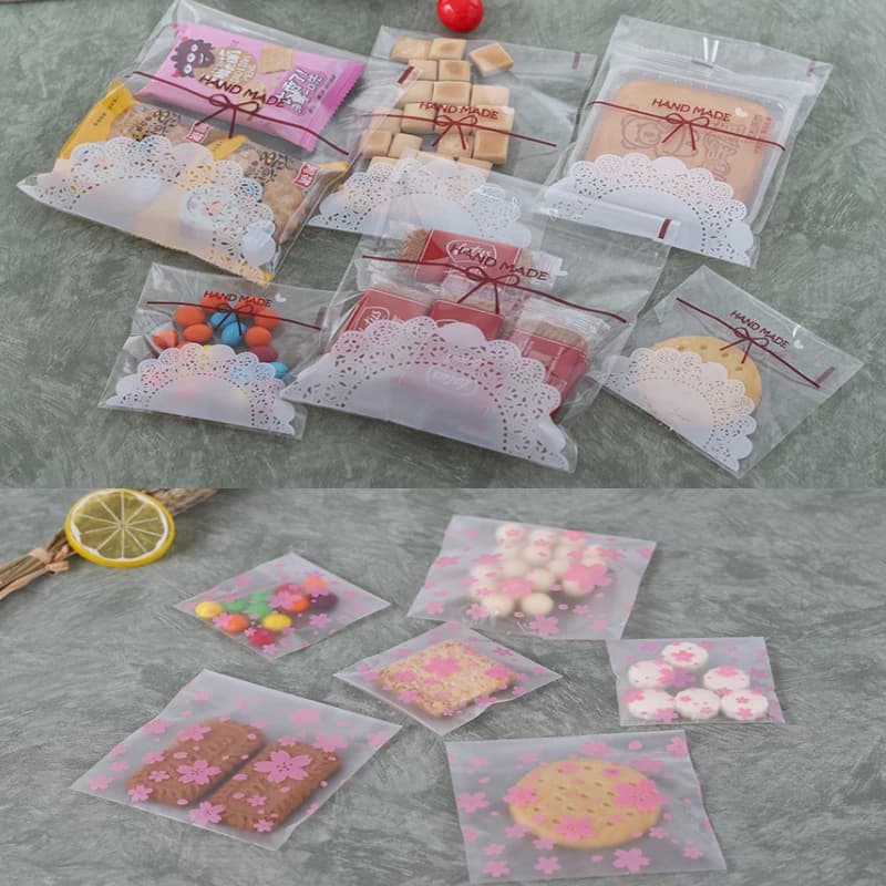 Sac plastique à motif paysage animal 100 pièces, sac cadeau de noël, sac à bonbons de mariage, sac a