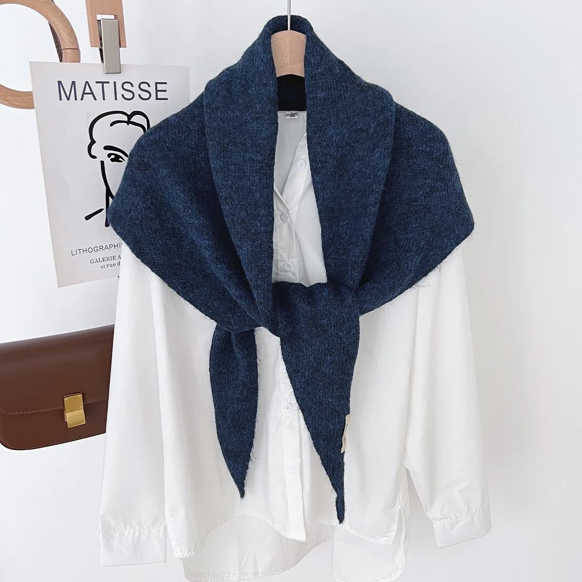 Laine hiver écharpe pour femmes chaud triangle tricot foulards Hijab solide dame châle enveloppement