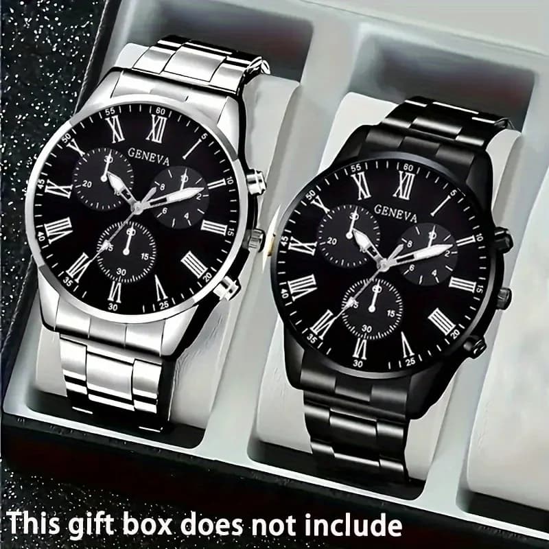 Ensemble de montres à quartz de luxe pour hommes, 2 pièces, vêtements d'affaires et décontractés, ca