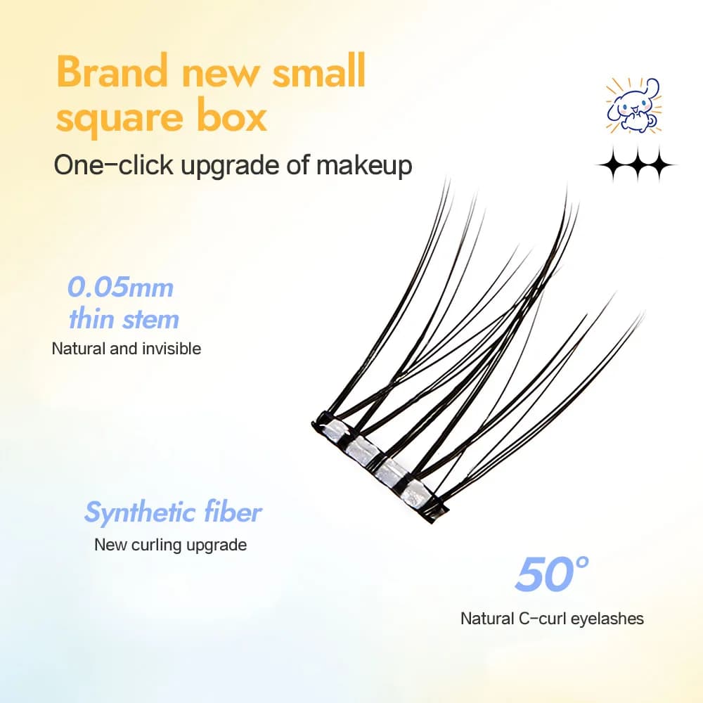 12 faux cils sans colle série zodiaque, faux cils auto-adhésifs segmentés recourbés en C de 0.05mm