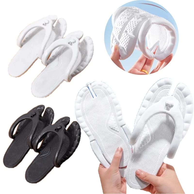 Pantoufles pliantes portables de couleur unie pour hommes et femmes, tongs légères et antidérapantes