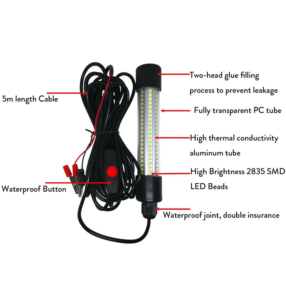12V LED lumière de pêche 126 pièces 2835 SMD leurres étanches lampe de recherche de poisson attirant