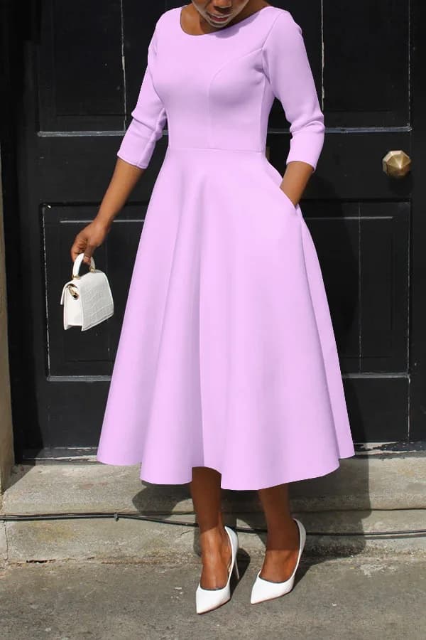 Robe Longue de Soirée pour Femme, Élégante, Couleur Unie, Col Rond, Taille Haute, ixde Mariage, Cock