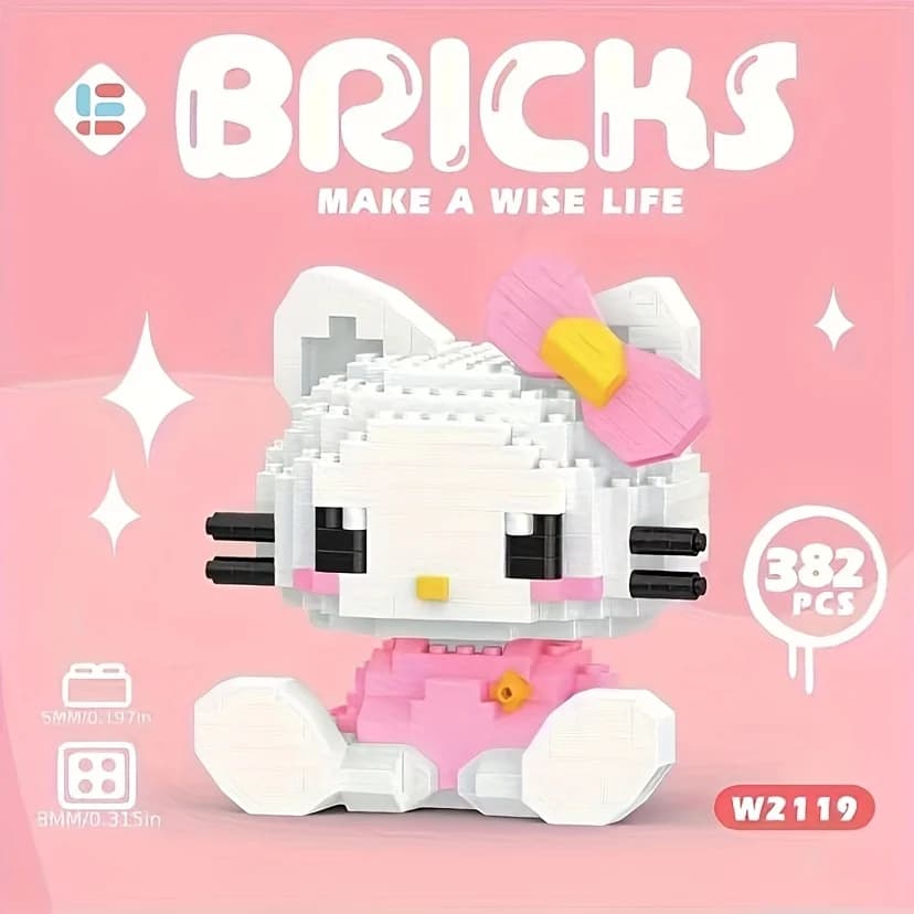 KEEPPLEY Sanrio Anime Hello Kitty My Melody Cinnamoroll Pompompurin Kuromi Blocs de construction pou