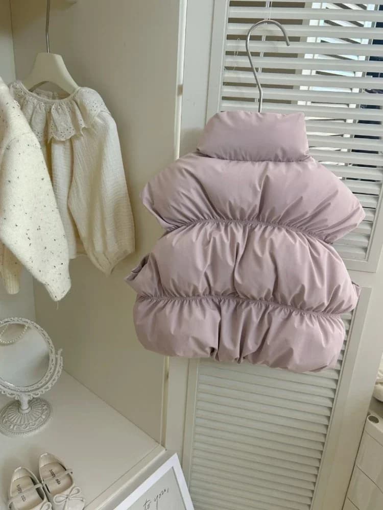 HoneyCherry filles couleur unie gilet automne et hiver nouveau à la mode enfants coton gilet hiver f