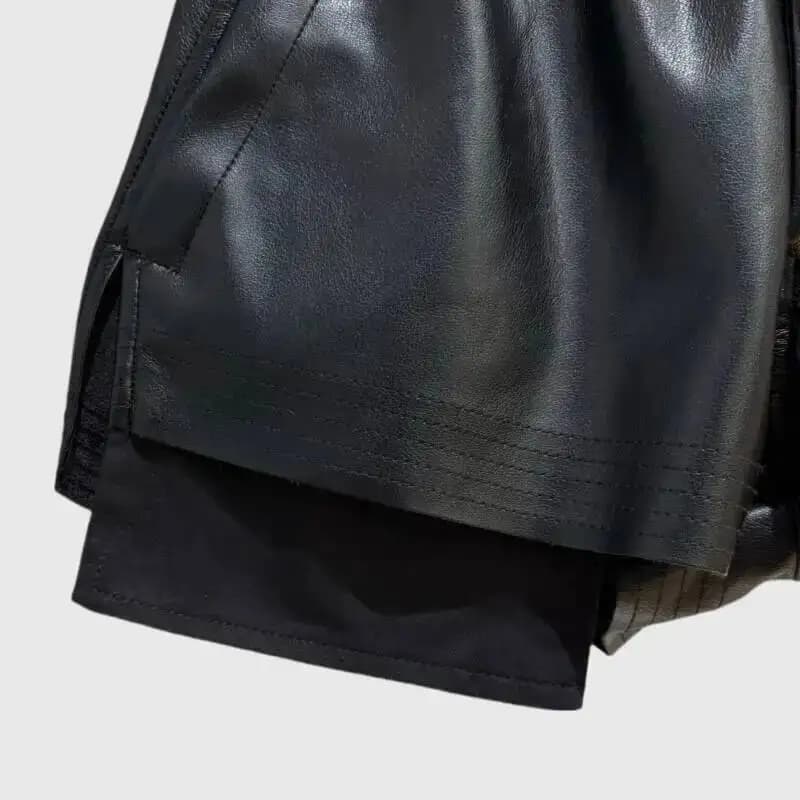 HKSH été nouvelles femmes Style foncé Shorts en cuir PU cordon taille élastique mode Punk Streetwear