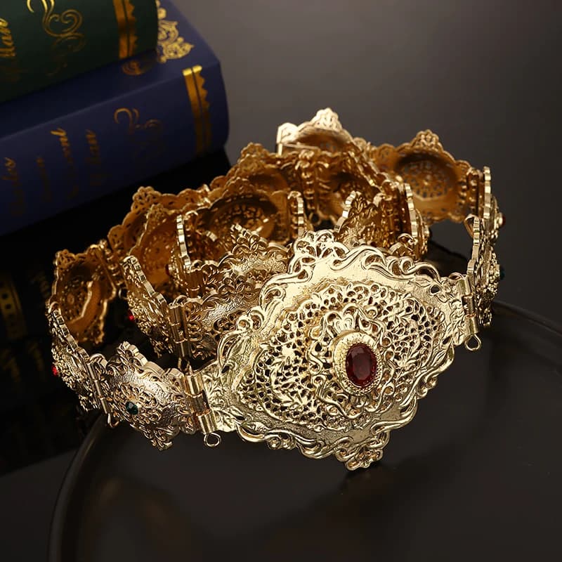 Ceinture algérienne couleur or pour femmes, Abaya marocain, bijoux de mariée, chaîne de taille arabe