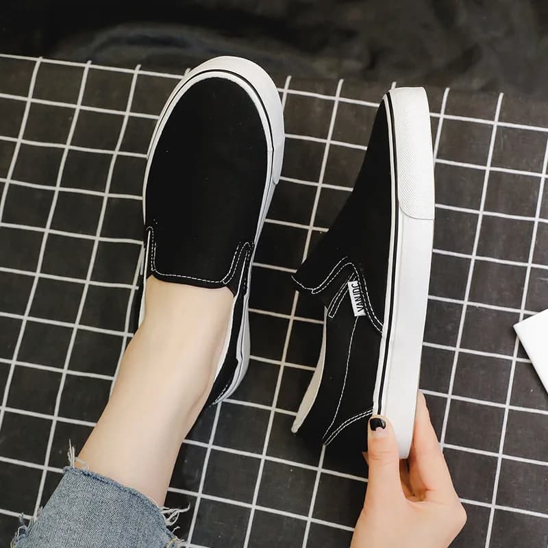 Adulte printemps automne toile chaussures un pied sans lacet chaussures Version coréenne étudiant bl