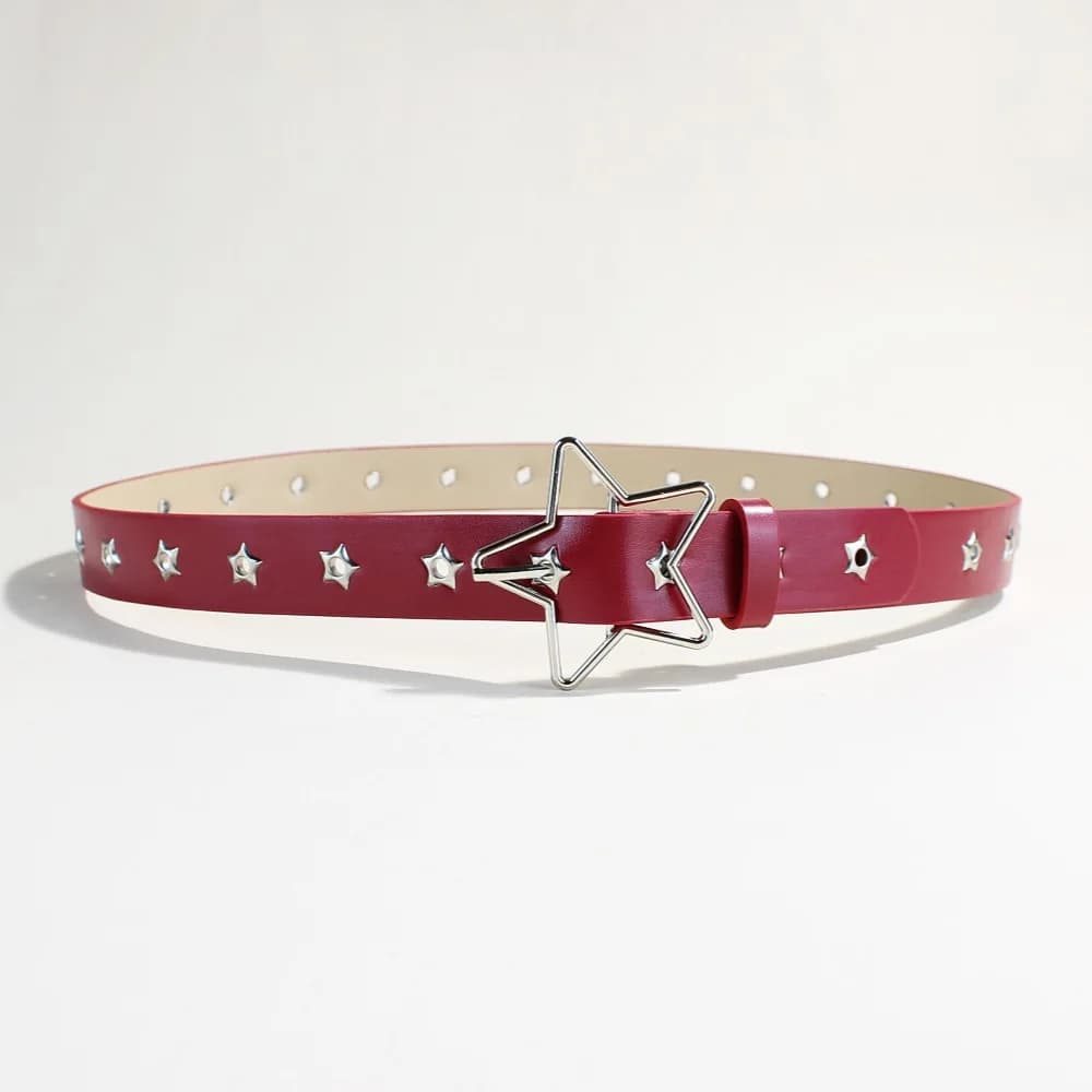 Ceinture décorative à boucle étoile de style punk avec plusieurs trous, petits yeux en forme d'étoil