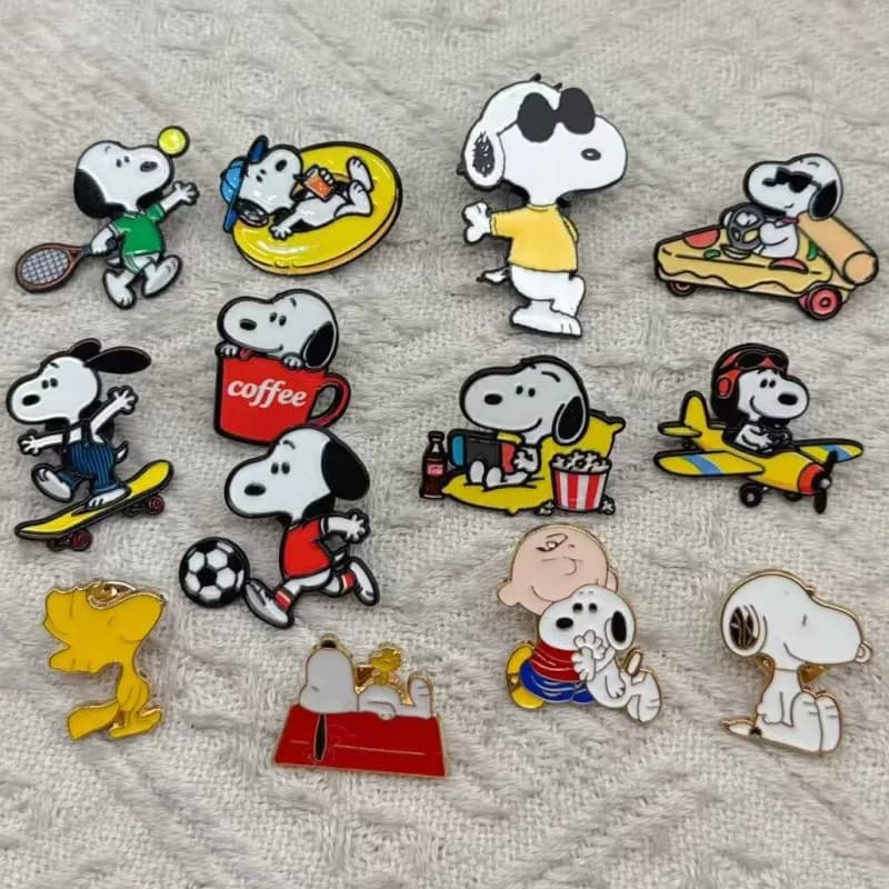 13 pièces // Broches émaillées en forme de chiots blancs de dessin animé, épingles de revers mignonn