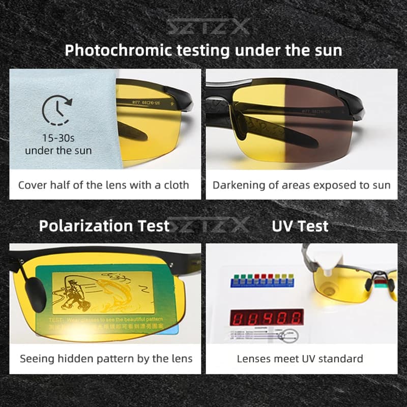 SZTZX Anti-éblouissement jour nuit Vision lunettes photochromiques hommes polarisées conduite pêche 
