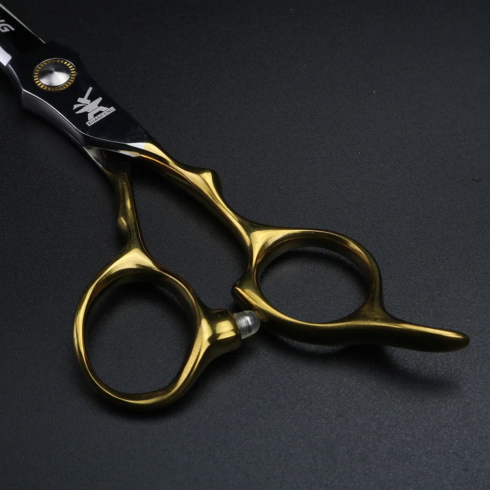 XUANFENG ciseaux à cheveux professionnels à poignée dorée 6.5 "440C ciseaux de coupe de barbier en a