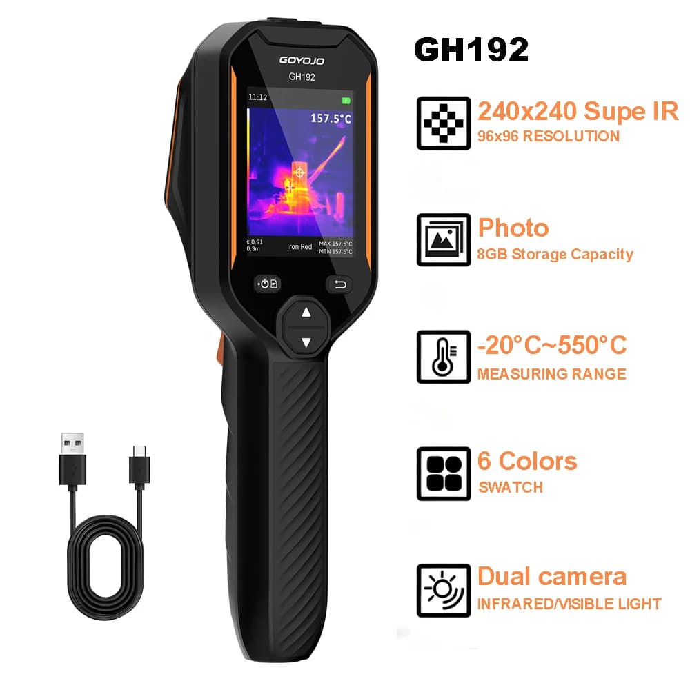 Caméra thermique GH192 avec caméra visuelle, caméra d'imagerie thermique à super résolution 240x240 