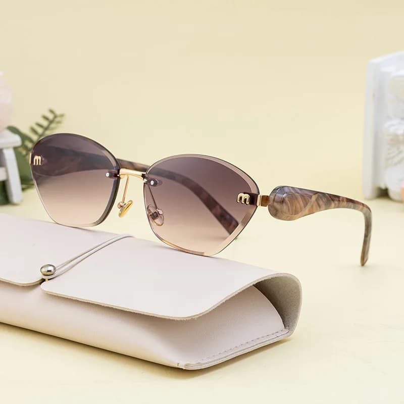 2025 nouvelles lunettes De soleil œil De chat femmes hommes mode sans monture polygone lunettes De s