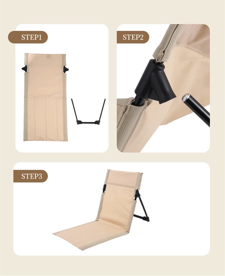 Chaise de camping pliante d'extérieur, chaise inclinable paresseuse simple, dossier de pique-nique, 