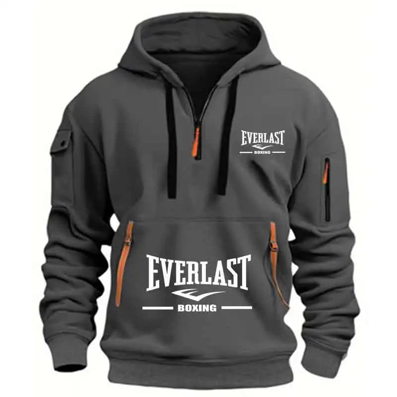Sweat à capuche décontracté pour hommes, multi-poches, sport, manches longues, imprimé, chaud, demi-