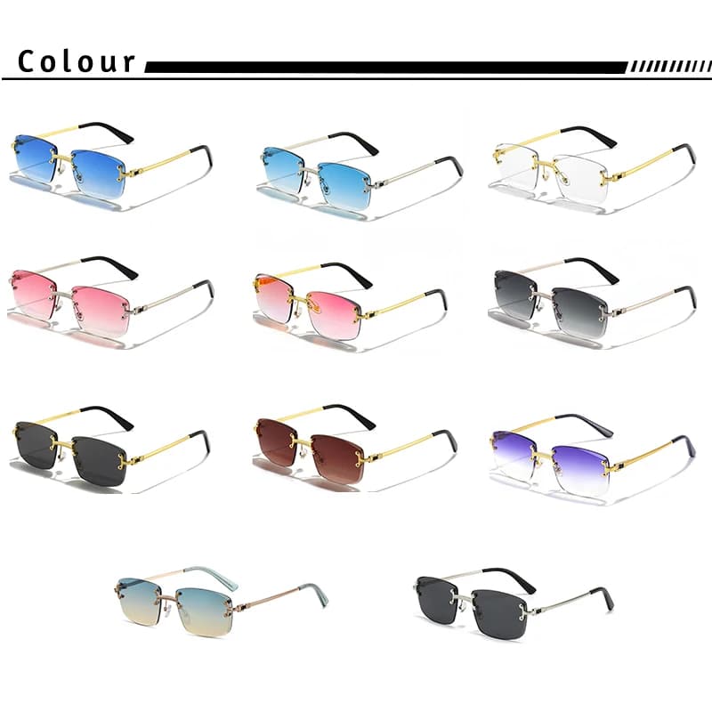 CATERSIDE-Lunettes de soleil carrées sans monture pour hommes et femmes, rétro, UV400, petit nickel 