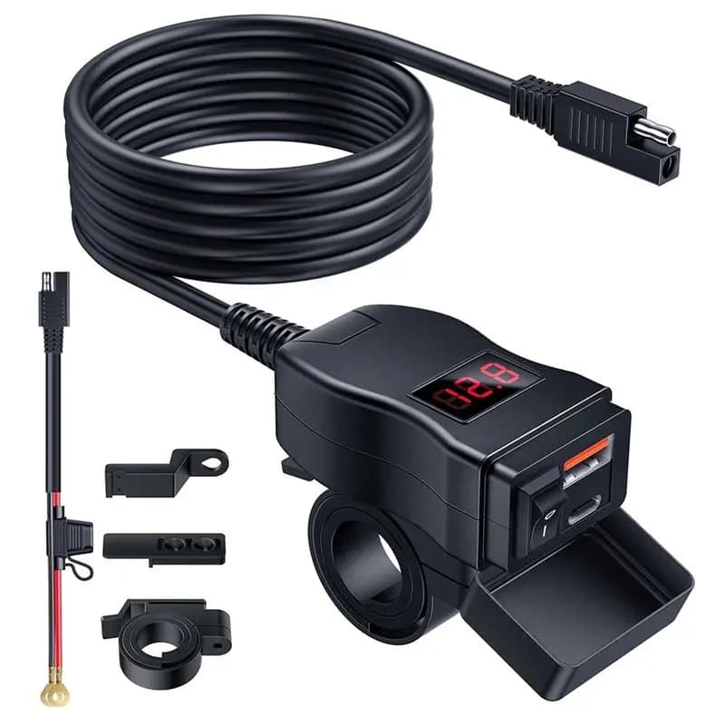 RR-Motorcycle USB, double USB Type C PD et Quick Charge 3.0 pour moto avec voltmètre et interrupteur