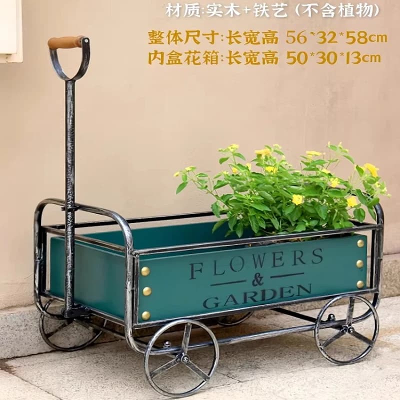 Chariot de jardin en fer forgé pour plantes d'extérieur, support décoratif pour balcon, chariot créa