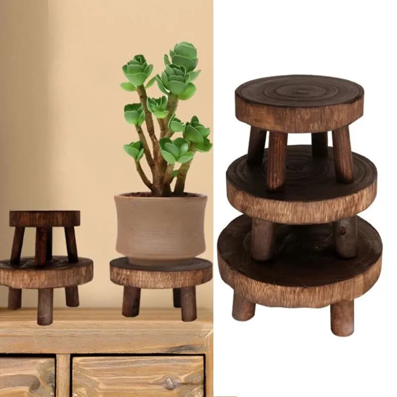 Support de plante en bois, support de base de pot de fleur, affichage de fleur de jardin de tabouret