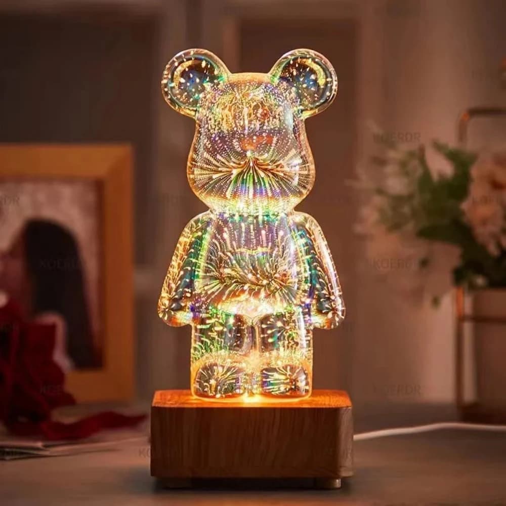 1/2 pièces LED 3D ours veilleuse USB chambre décoration lumière ambiante adapté à la chambre d'enfan