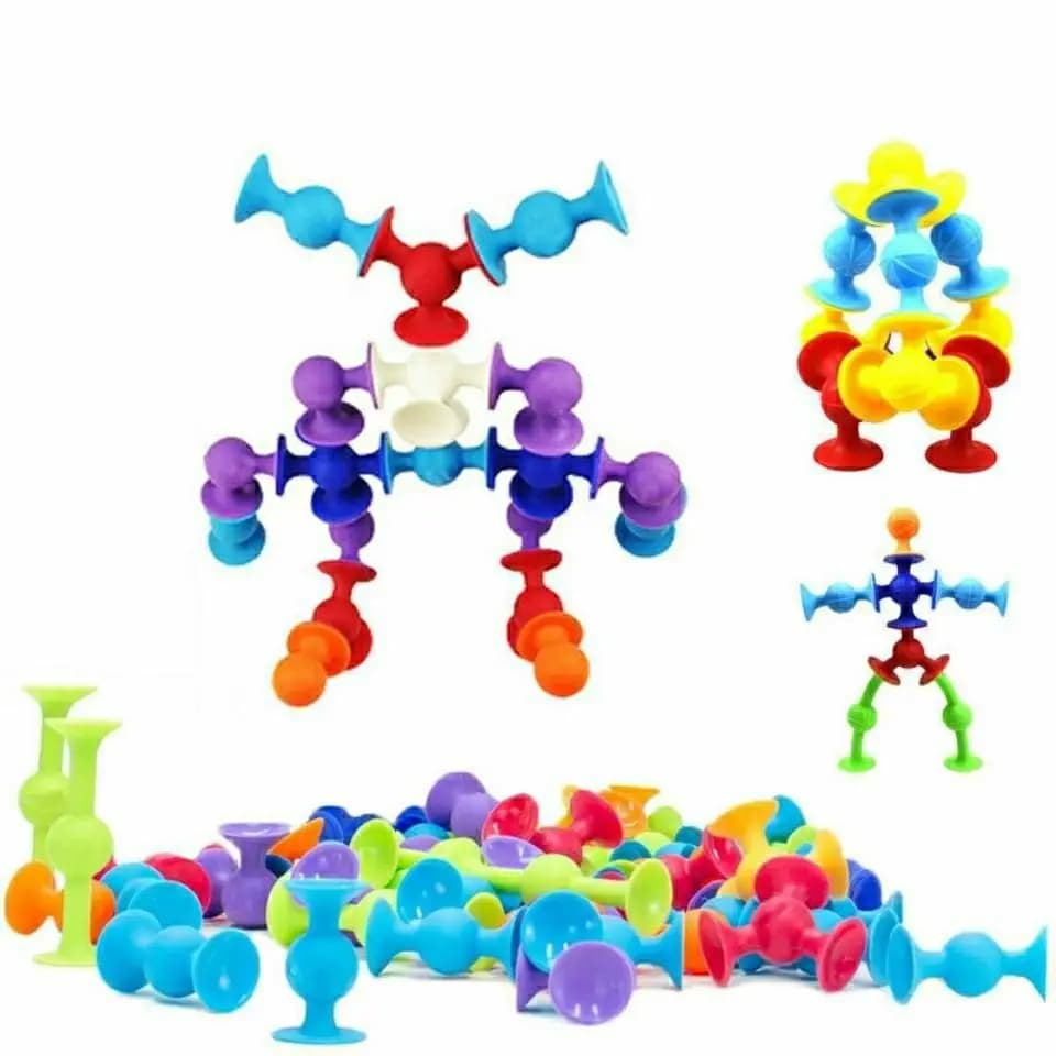 19 pièces ventouses assemblés jouets drôle bloc de Silicone modèle jouets de Construction ventouse v