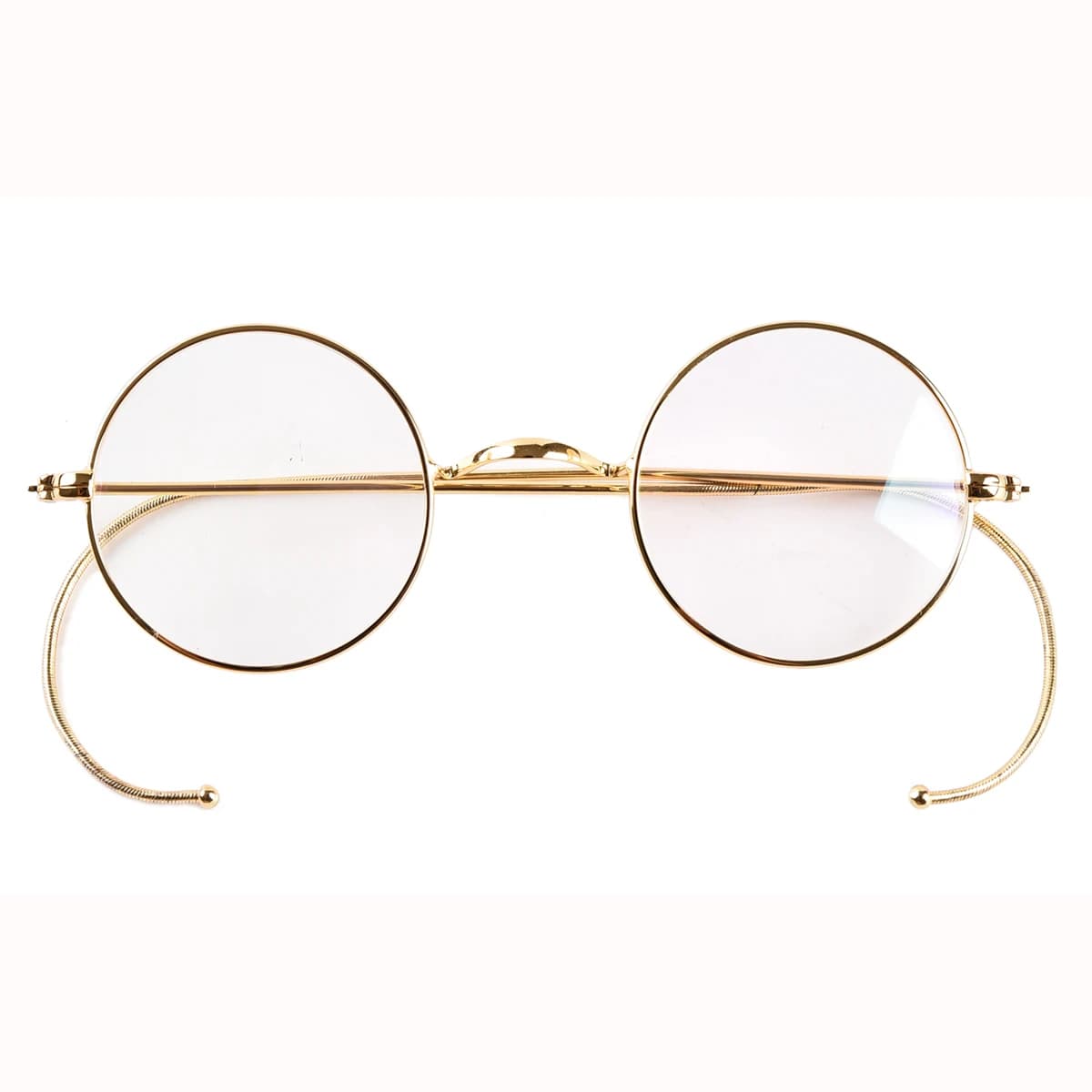 Lunettes rondes vintage de 44 mm avec monture en fil doré sans plaquettes de nez, monture optique av
