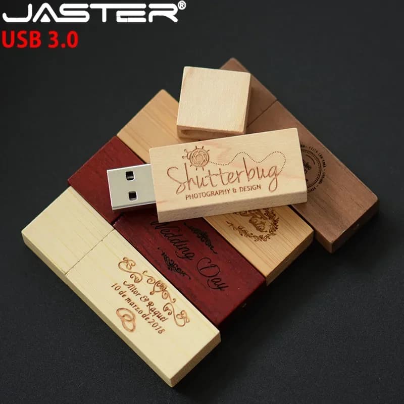 5 PCS LOT boîte en bois clé USB USB 3.0 Logo personnalisé gratuit clé USB 128GB 64GB 32GB clé mémoir