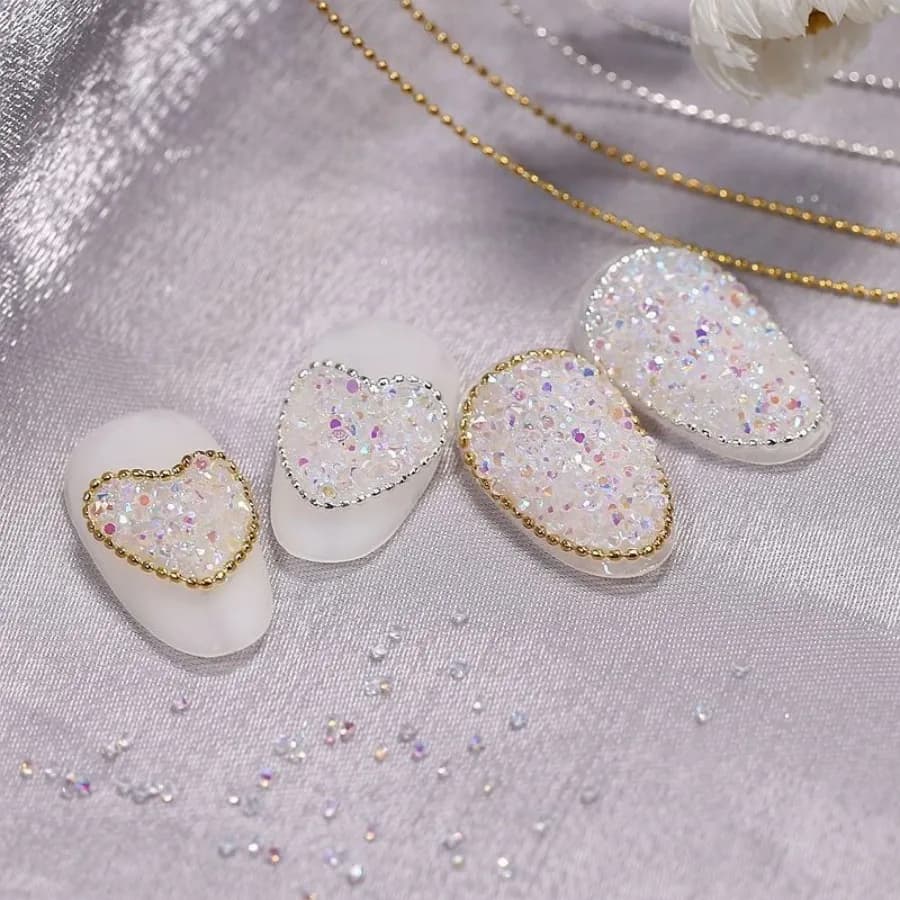 Chaîne de perles pour ongles en or et argent, 1 m/paquet, 0.8mm, breloque en pierre Ellipse, décorat