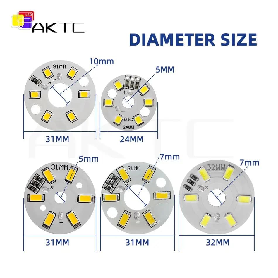 Panneau lumineux LED rond DC 5V 3W, basse tension 5730 2835 SMD 6 LED 3000K chaud ou blanc 6000K, pa