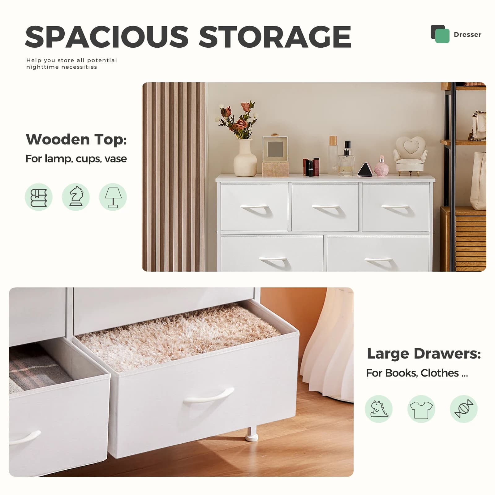 JHK armoires pour chambre à coucher avec 5/7/10 blanc amant tissu tiroirs coffre armoire placard pou
