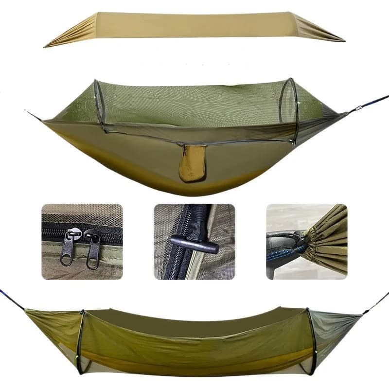 Hamac Double d'extérieur Anti-renversement avec moustiquaire, lit balançoire de Camping Portable en 