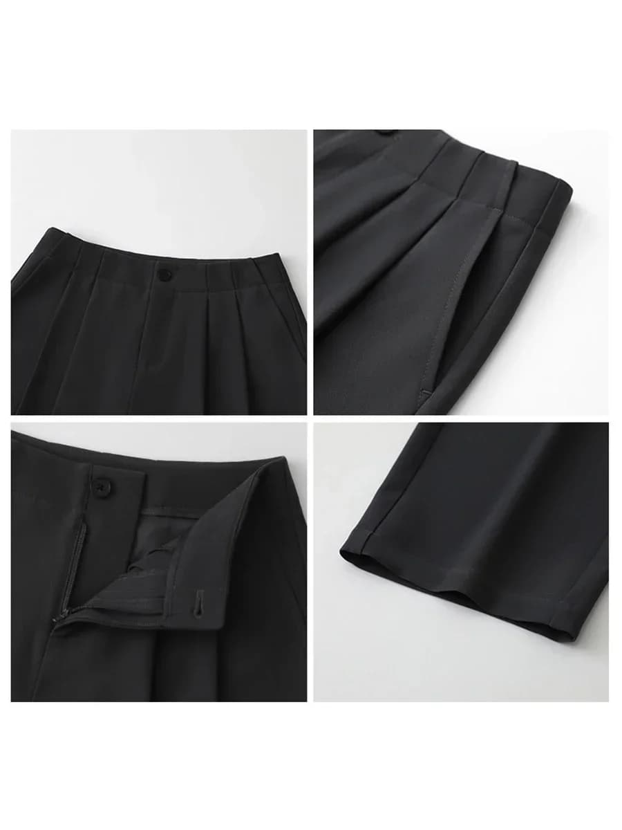 CHIC VEN femmes pantalons nouveau décontracté taille haute femme pantalon plissé tombant jambe large