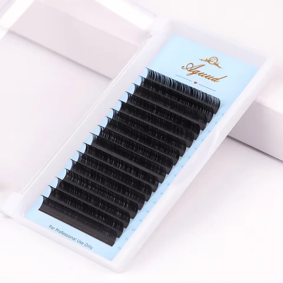 AGUUD-Extensions de Cils Individuels en Faux Vison, 16 Rangées, 16-20mm, 256 Cils en Cachemire Noir,