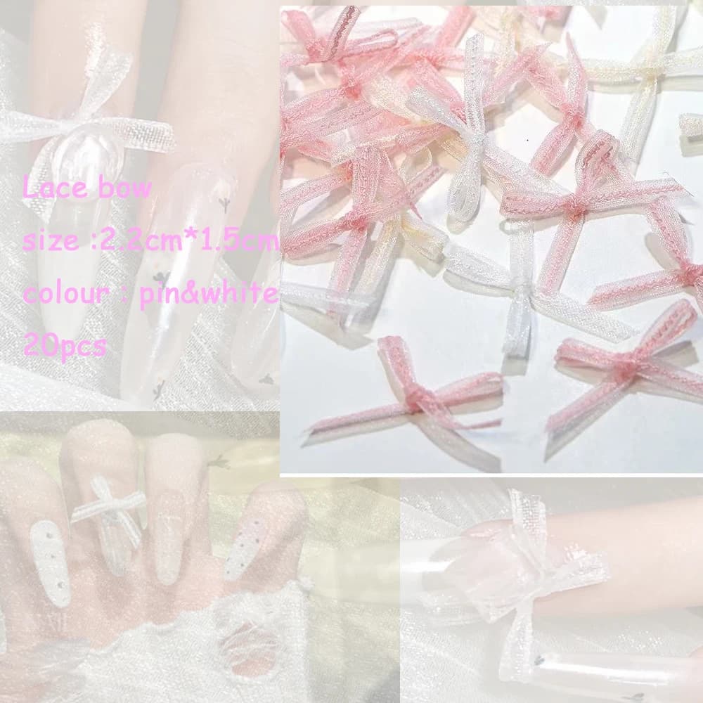 20 pièces nœud en dentelle et 30 pièces 3D taille mixte perle résine fleur Rose Rose breloques pour 