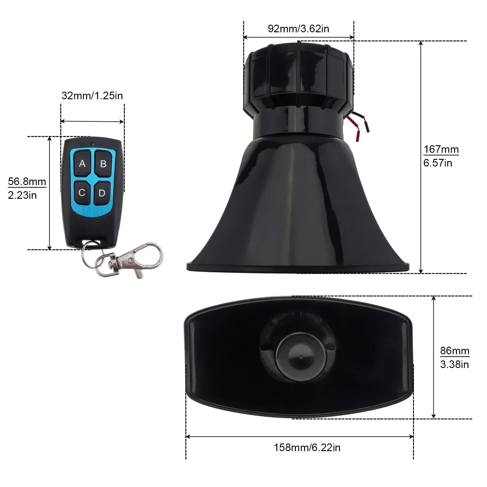 100W 12V 7 son voiture sirène véhicule klaxon avertissement sirène haut-parleur amplificateur klaxon