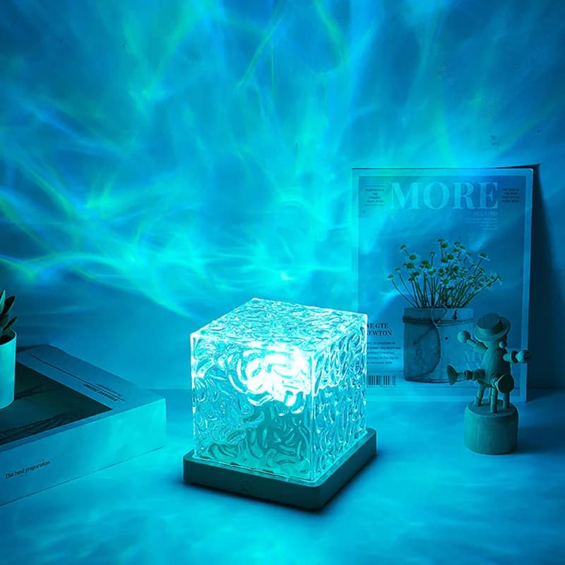 LED rotatif ondulation de l'eau veilleuses RGB couleurs changeantes spectacle Cube lampe de Table en