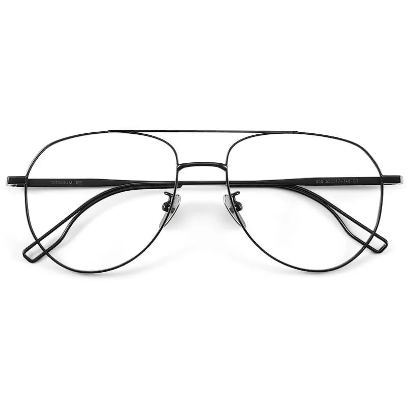 Mode rétro pilote Double pont lunettes Ultra léger pur titane lunettes optique montures de Prescript