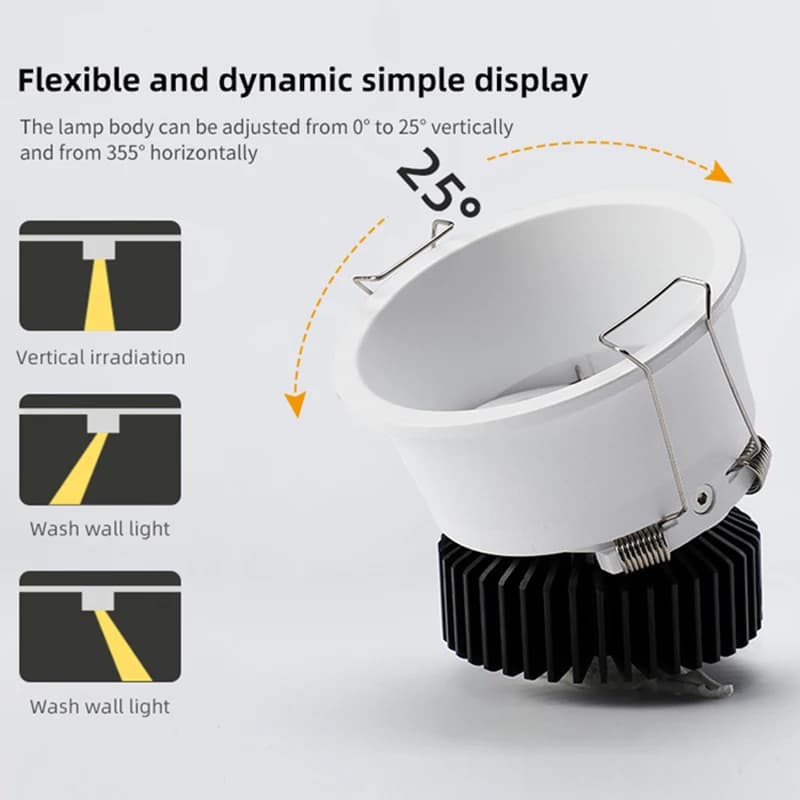 Downlight encastré Anti-éblouissement à intensité variable 7w 9w 12w 15w, projecteur Led rond de pla