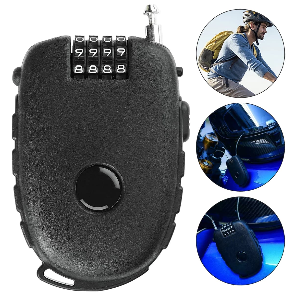 Serrure de casque de moto, Mini mot de passe, antivol, câble de casque de moto, serrure à combinaiso
