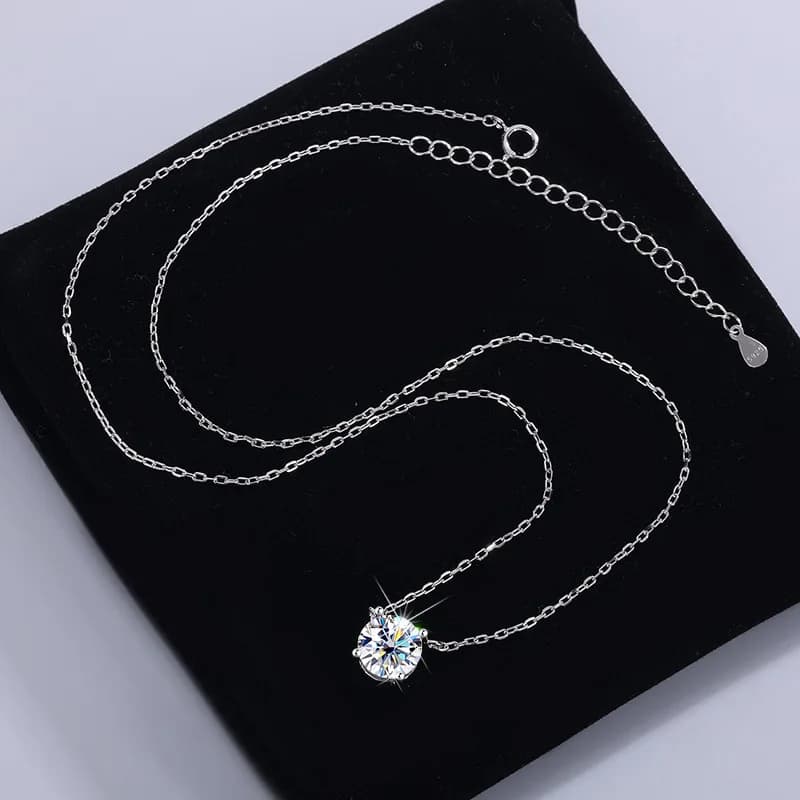 Moissanite Dia 6.5mm 0.5-5CT femme pendentif argent collier pour femmes chaînes fête mariée bijoux f