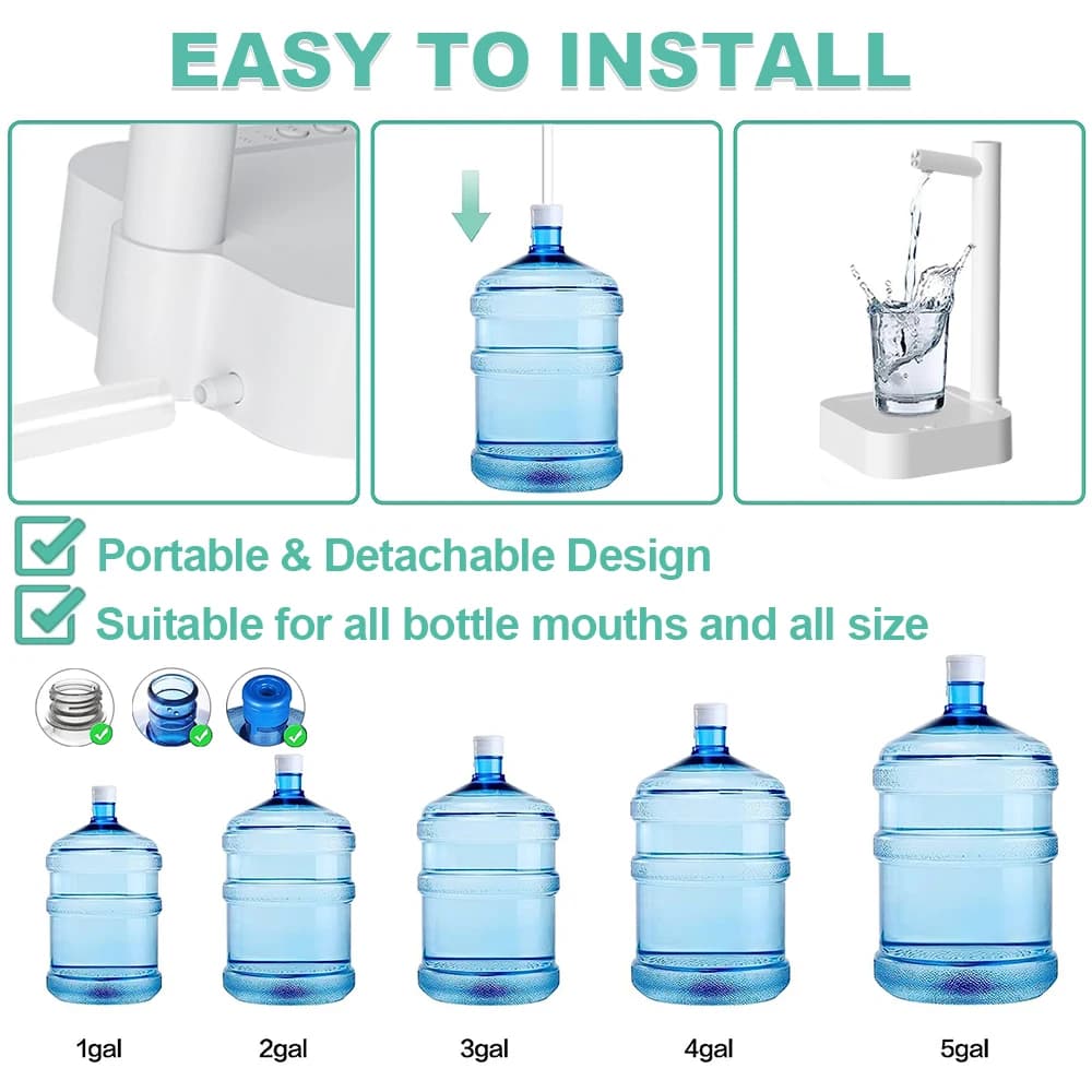 Distributeur d'eau électrique portable, pompe à gallon, bouteille d'eau potable automatique intellig