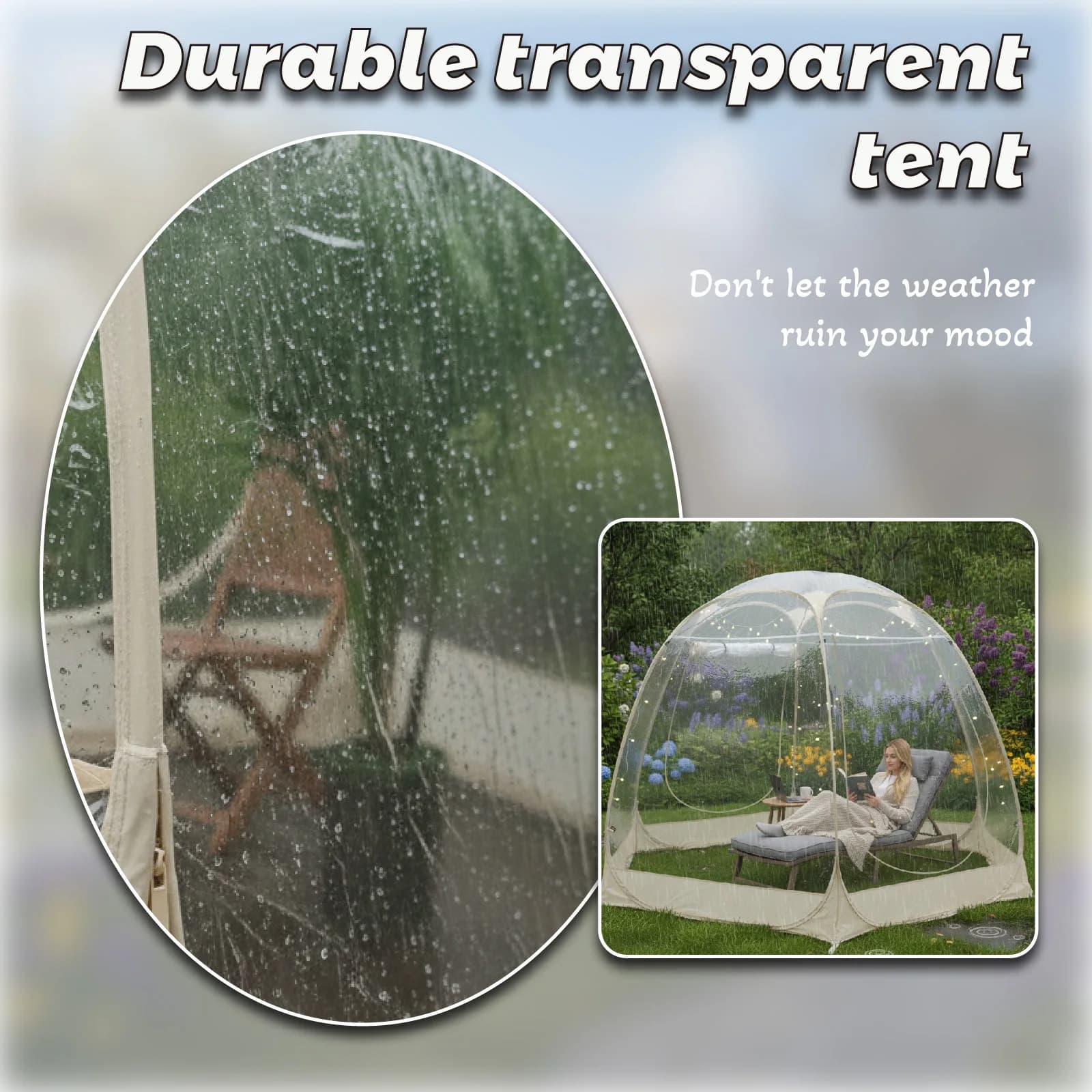 Grande tente bulle à montage rapide, abri d'hiver portable pour l'extérieur, résistant aux températu